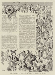Het carnaval in Olympia, optocht van schaatsers in kostuum (litho) door Reginald Thomas Cleaver