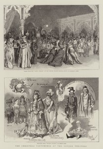 De kerstvoorstellingen in de Londense theaters (gravure) door Reginald Thomas Cleaver