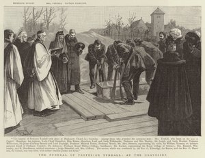 De begrafenis van professor Tyndall, bij het graf (gravure) door Reginald Thomas Cleaver