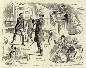 De heropleving van "Diplomacy" in het Garrick Theatre (litho) door Reginald Thomas Cleaver