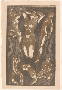 Compositie met zes menselijke figuren door Reijer Stolk (signed by artist)