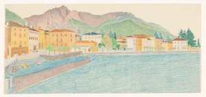 Gezicht op een Italiaanse stad aan het water