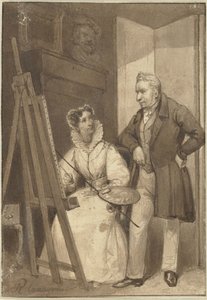 Portret van Wilhelmina Frederica Sophia van Pruisen, prinses van Oranje-Nassau, met haar man koning Willem I
