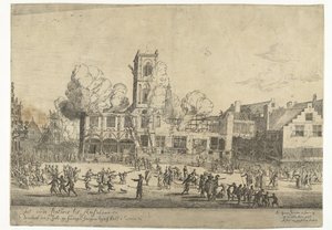 Brand van het oude Stadhuis te Amsterdam door Reinier Nooms