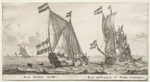 Schepen van Amsterdam: Nederlands admiraliteitsjacht. Een wachtschip door Reinier Nooms