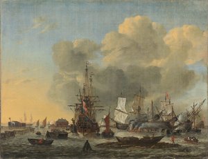 Het Breeuwen van Schepen bij het Bothuisje aan het IJ in Amsterdam
