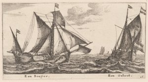 Een Boeier en een Galliot door Reinier Nooms, called Zeeman
