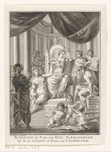 Allegorische voorstelling met Geschiedenis, Waarheid, Oudheidkennis en Voorzichtigheid door Reinier Vinkeles (I)