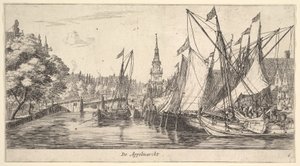 De Appelmarkt, uit Zichten in Amsterdam, plaat 6, ca. 1659-62 door Reinier Zeeman