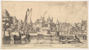 S. Anthonis Markt met de Waag, 17e eeuw door Reinier Zeeman