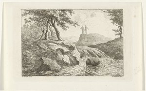 Landschap met waterval door Reinierus Albertus Ludovicus baron van Isendoorn à Blois