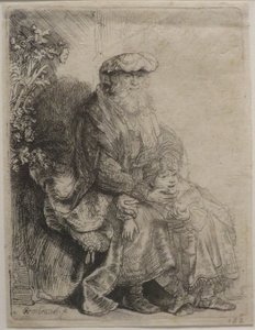 Abraham streelt Izaäk