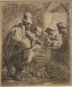 De wandelende muzikanten door Rembrandt