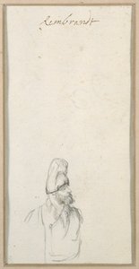 Baardige man in profiel, met een hoge muts, ca. 1640