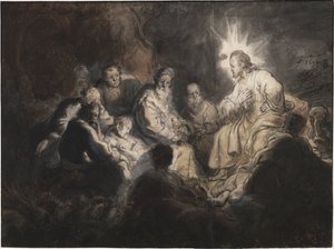 Christus en zijn discipelen in de tuin van Gethsemane door Rembrandt Harmensz. van Rijn