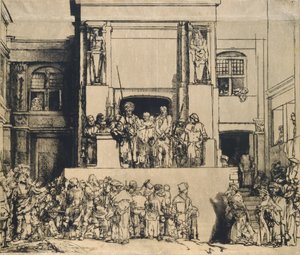 Christus gepresenteerd aan het volk: langwerpige plaat door Rembrandt van Rijn