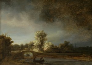 Landschap met een stenen brug door Rembrandt van Rijn