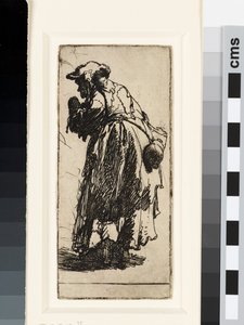Oude bedelares met een kalebas door Rembrandt van Rijn