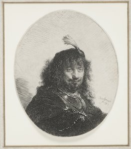 Rembrandt met gevederde hoed, 1634 door Rembrandt van Rijn