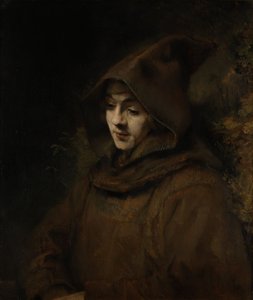 Rembrandts zoon Titus in een monnikspij door Rembrandt van Rijn