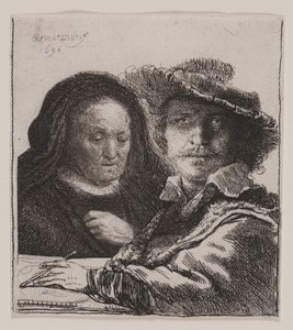 Zelfportret met de Moeder van de Kunstenaar door Rembrandt van Rijn