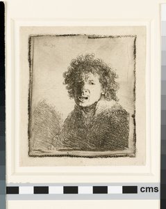 Zelfportret met open mond door Rembrandt van Rijn