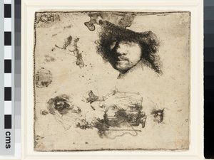 Blad met studies door Rembrandt van Rijn