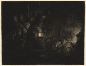 De Aanbidding van de Herders: Een Nachtstuk, ca. 1657 door Rembrandt Harmensz. van Rijn