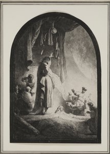 De opwekking van Lazarus: De grotere plaat, ca. 1632 door Rembrandt van Rijn