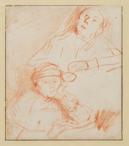 Twee studies van Saskia door Rembrandt van Rijn