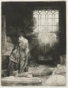 Een geleerde in zijn studeerkamer door Rembrandt van Rijn