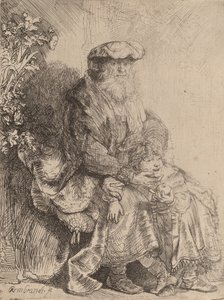 Abraham streelt Isaak