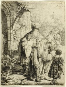 Abraham verdrijft Hagar en Ismaël door Rembrandt van Rijn
