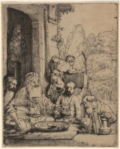 Abraham Ontvangt de Engelen door Rembrandt van Rijn