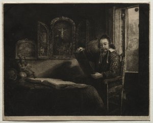 Abraham Francen, apotheker, ca. 1657 door Rembrandt van Rijn