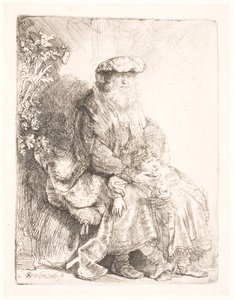 Abraham streelt Isaac