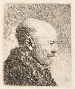 Kale man in profiel (Rembrandts vader?) door Rembrandt van Rijn
