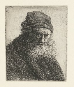 Baardman met kort golvend haar: buste door Rembrandt van Rijn