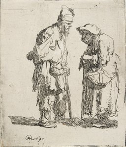 Bedelman en bedelvrouw in gesprek, 1630 door Rembrandt van Rijn