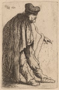 Bedelaar met zijn linkerhand uitgestrekt door Rembrandt van Rijn