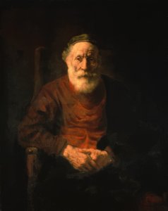 Portret van een oude man in rood gewaad door Rembrandt van Rijn