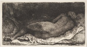 Zwarte Afrikaanse Meisje Liggend door Rembrandt van Rijn