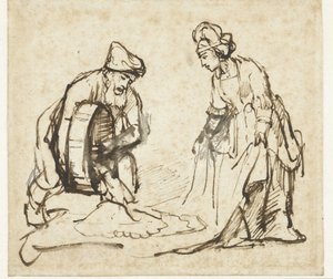 Boaz en Ruth door Rembrandt van Rijn