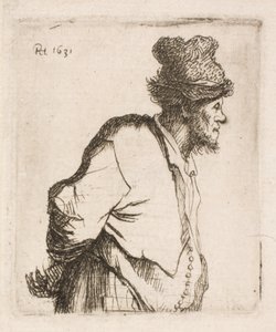 Boer met handen op de rug door Rembrandt van Rijn