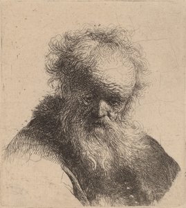 Buste van een Oude Man met Lange Baard en Witte Mouw, ca. 1630 door Rembrandt van Rijn