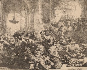 Christus die de Geldwisselaars uit de Tempel Verdrijft, 1635 door Rembrandt van Rijn