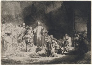 Christus Predikend (De Honderd Guldens Prent) door Rembrandt van Rijn