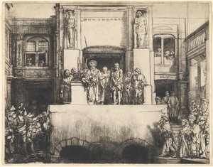 Christus gepresenteerd aan het volk: Oblong plaat door Rembrandt van Rijn