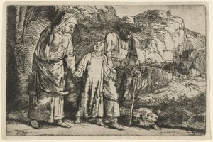 Christus keert met zijn ouders terug uit de tempel door Rembrandt van Rijn