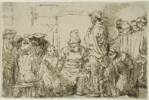 Christus zittend in discussie met de dokters door Rembrandt van Rijn